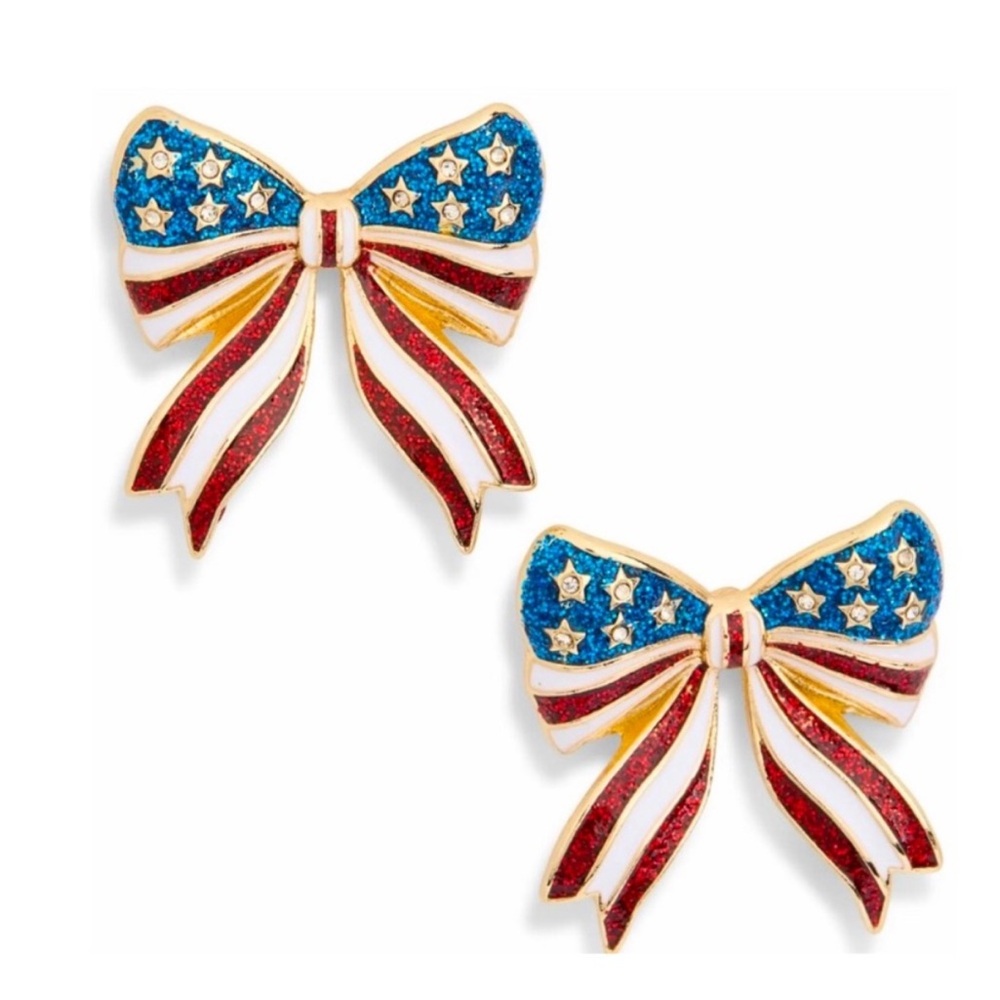 NWT ⚜️🇺🇸⚜️ Baublebar American Flag (Red, White & Blue) Bow Drop Earrings